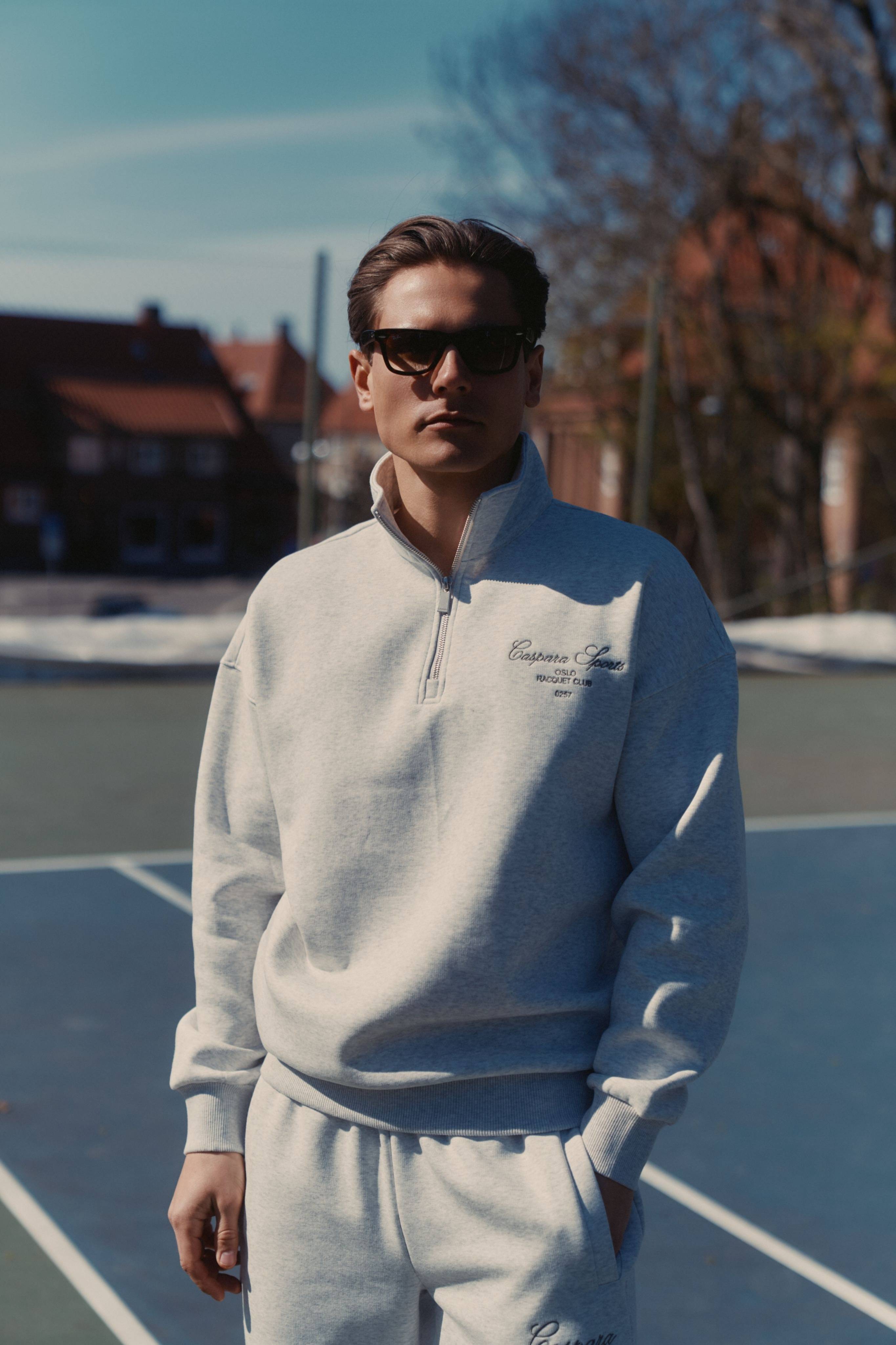 M. Raquet Club Half-Zip - Grey Melange